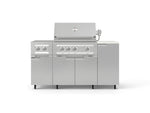 NewAge Outdoor Kitchens Outdoor Grill Island Stainless-Steel 6-Piece Cabinet Set with Casters and 1-Door, Grill Cabinet, Platinum Grill, Dual Side Burner and Dekton in Aeris Countertop - (Liquid Propane) 