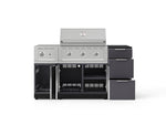 NewAge Outdoor Kitchens Outdoor Grill Island Aluminum 6-Piece Cabinet Set with 3-Drawer, Grill Cabinet, Performance Grill, Side Burner and Countertop - (Liquid Propane) 