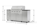 NewAge Outdoor Kitchens Outdoor Grill Island Stainless-Steel 6-Piece Cabinet Set with Casters 1 Door, 3 Drawer, Grill Cabinet, Performance Grill and Dekton in Sirius Countertops - (Liquid Propane) 