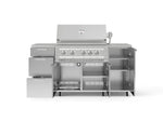 NewAge Outdoor Kitchens Outdoor Grill Island Stainless-Steel 6-Piece Cabinet Set with Casters 1 Door, 3 Drawer, Grill Cabinet, Platinum Grill, Countertops-74918-Garage Giant 