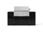NewAge Outdoor Kitchens Outdoor Grill Island Aluminum 6-Piece Cabinet Set with 1 Door, 3 Drawer, Grill Cabinet, Platinum Grill and Dekton in Sirius Countertops - (Natural Gas) 