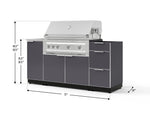 NewAge Outdoor Kitchens Outdoor Grill Island Aluminum 5-Piece Cabinet Set with Sink, 3 Drawer, Grill Cabinet, Platinum Grill and Stainless Steel Countertop - (Natural Gas) 