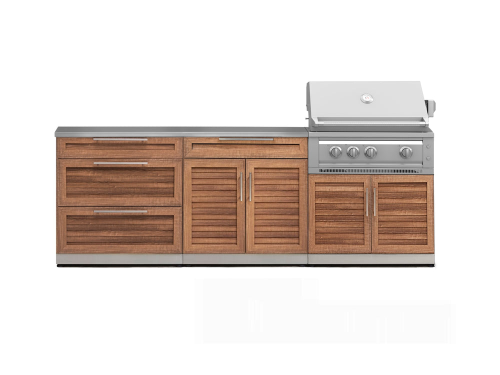 NewAge Outdoor Kitchens Stainless Steel 5-Piece Cabinet Set with with 3-Drawer, Bar, Grill Cabinet, Platinum Grill and Countertop-71057-Garage Giant