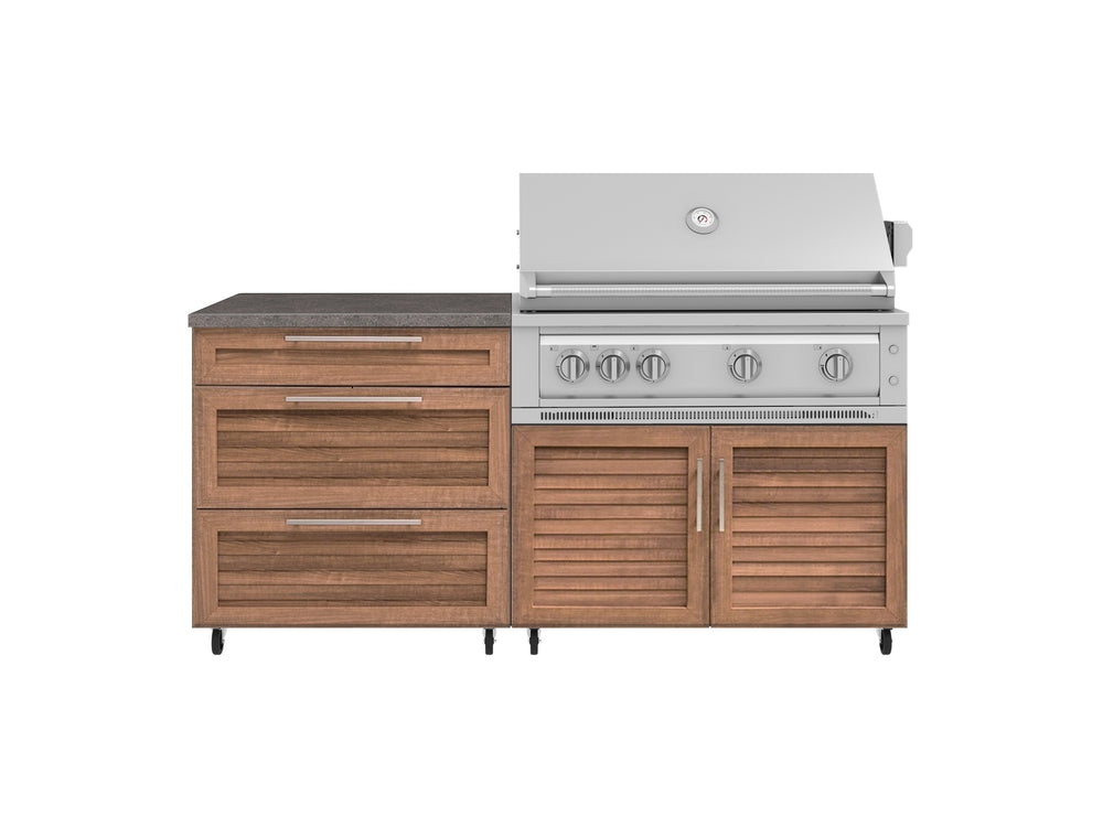 NewAge Outdoor Kitchens Stainless Steel 4-Piece Cabinet set with Casters and 3 Drawer, Grill Cabinet, Platinum Grill, Countertop-72194-Garage Giant