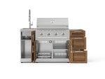 NewAge Outdoor Kitchens Outdoor Grill Island Stainless-Steel Louvered Doors 5-Piece Cabinet Set with Sink, 3 Drawer, Grill Cabinet, Performance Grill and Stainless Steel Countertop - (Liquid Propane) 