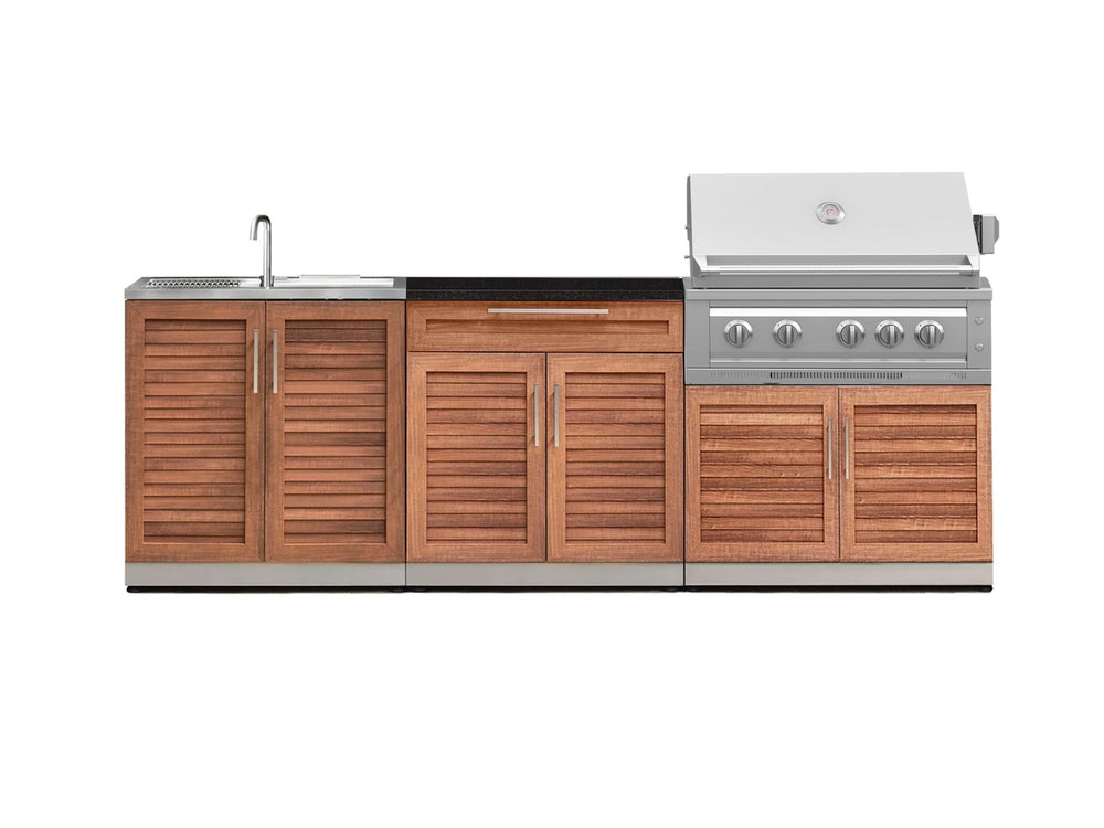 NewAge Outdoor Kitchens Stainless-Steel 5-Piece Cabinet Set with Sink, 2-Door with Drawer, Grill Cabinet, Platinum Grill and Countertop-71584-Garage Giant