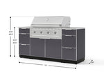 NewAge Outdoor Kitchens Outdoor Grill Island Aluminum 6-Piece Cabinet Set with 3 Drawers, Grill Cabinet, Performance Grill and Countertops-74715-Garage Giant 