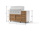 NewAge Outdoor Kitchens Outdoor Grill Island Stainless-Steel Louvered Doors 4-Piece Cabinet Set with Casters and 3-Drawer, Grill Cabinet, Performance Grill and Dekton in Aeris Countertop - (Liquid Propane) 