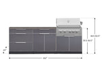 NewAge Outdoor Kitchens Aluminum 5-Piece Cabinet Set With 3 Drawer, Bar, Grill Cabinet, Platinum Grill and Countertop-71199-Garage Giant 