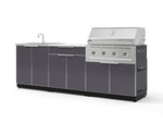 NewAge Outdoor Kitchens Aluminum 5-Piece Cabinet Set with Bar, Grill, Sink Cabinet, Performance Grill, and Countertop - (Natural Gas) | Garage Giant 