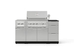 NewAge Outdoor Kitchens Outdoor Grill Island Stainless-Steel 6-Piece Cabinet Set with 3-Drawer, Grill Cabinet, Platinum Grill, Dual Side Burner and Dekton in Sirius Countertop - (Liquid Propane) 