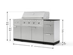 NewAge Outdoor Kitchens Outdoor Grill Island Stainless-Steel 6-Piece Cabinet Set with 3-Drawer, Grill Cabinet, Performance Grill, Side Burner and Dekton in Sirius Countertop - (Natural Gas) 