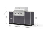 NewAge Outdoor Kitchens Outdoor Grill Island Aluminum 6-Piece Cabinet Set with 1 Door, 3 Drawer, Grill Cabinet, Performance Grill and Countertops - (Liquid Propane) 