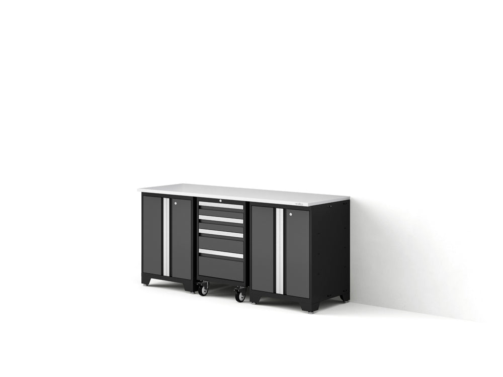NewAge Garage Cabinets Bold XL Series 4PC Garage Cabinetry Set, 20-24 Gauge Steel, Fully Welded, 72