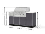 NewAge Outdoor Kitchens Outdoor Grill Island Aluminum 6-Piece Cabinet Set with 1-Door, Grill Cabinet, Performance Grill, Side Burner and Countertop - (Liquid Propane) 