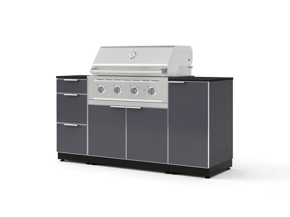 NewAge Outdoor Kitchens Outdoor Grill Island Aluminum 6-Piece Cabinet Set with 1 Door, 3 Drawer, Grill Cabinet, Performance Grill and Countertops - (Natural Gas) | Garage Giant