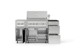 NewAge Outdoor Kitchens Outdoor Grill Island Stainless-Steel 6-Piece Cabinet Set with Casters and 3-Drawer, Grill Cabinet, Platinum Grill, Dual Side Burner and Dekton in Sirius Countertop - (Liquid Propane) 