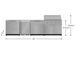 NewAge Outdoor Kitchens Stainless Steel 7-Piece Cabinet Set with 3-Drawer, Bar, Grill Cabinet, Performance Grill, Countertops and Fridge-66569-Garage Giant 