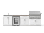 NewAge Outdoor Kitchens Stainless Steel 6-Piece Cabinet Set with Sink, Bar, Grill Cabinet, Platinum Grill, Countertop and Glass Door Fridge-73853-Garage Giant 