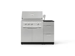 NewAge Outdoor Kitchens Outdoor Grill Island Stainless-Steel 4-Piece Cabinet Set with 3-Drawer, Grill Cabinet, Platinum Grill and Dekton in Sirius Countertop - (Liquid Propane) 