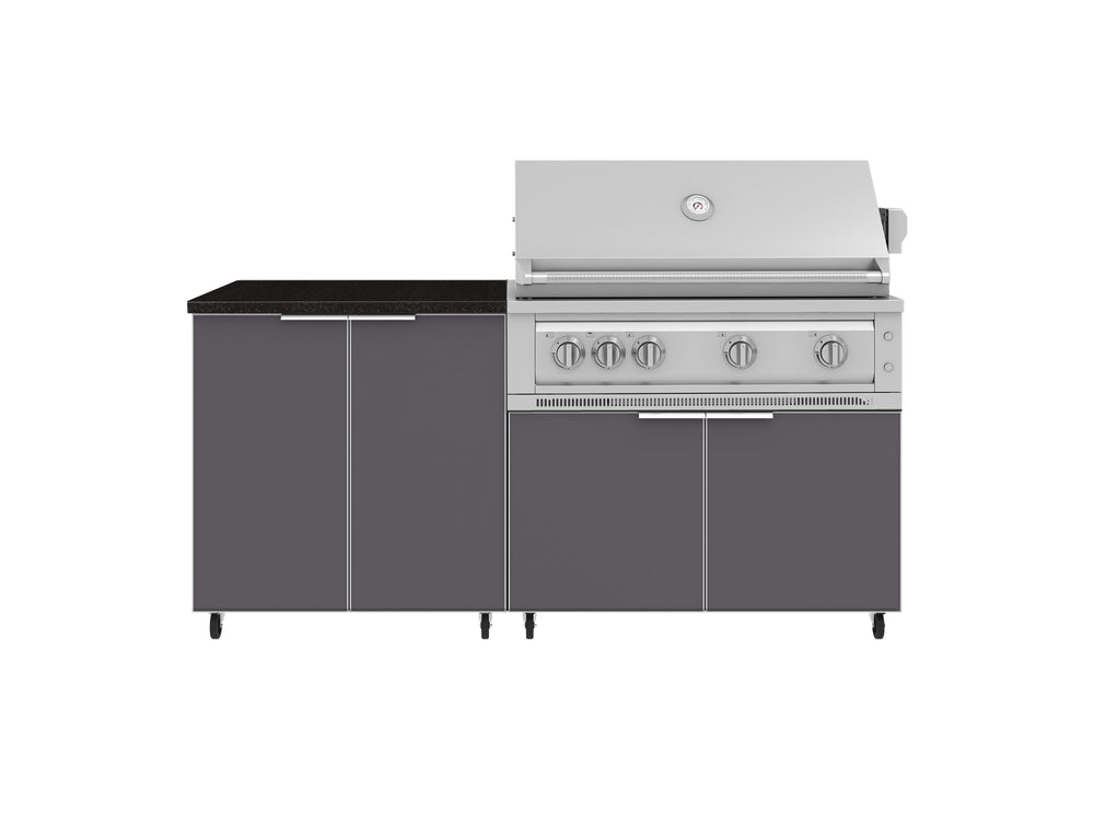 NewAge Outdoor Kitchens Aluminum 4-Piece Cabinet Set with Caster and 2 Door, Grill Cabinet, Platinum Grill, Countertop-72449-Garage Giant