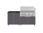 NewAge Outdoor Kitchens Aluminum 4-Piece Cabinet Set with Caster and 2 Door, Grill Cabinet, Platinum Grill, Countertop-72449-Garage Giant 