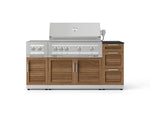 NewAge Outdoor Kitchens Outdoor Grill Island Stainless-Steel Louvered Doors 6-Piece Cabinet Set with 3-Drawer, Grill Cabinet, Platinum Grill, Dual Side Burner and Dekton in Sirius Countertop - (Natural Gas) 
