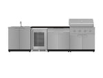 NewAge Outdoor Kitchens Stainless Steel 6-Piece Cabinet Set with Sink, Bar, Grill Cabinet, Performance Grill, Countertop and Fridge-72010-Garage Giant 