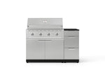 NewAge Outdoor Kitchens Outdoor Grill Island Stainless-Steel 4-Piece Cabinet Set with 3-Drawer, Grill Cabinet, Performance Grill and Dekton in Sirius Countertop - (Natural Gas) 