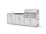 NewAge Outdoor Kitchens Stainless-Steel 5-Piece Cabinet Set with Bar, Sink, Grill Cabinet, Platinum Grill, and Countertop-73407-Garage Giant 