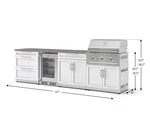 NewAge Outdoor Kitchens Stainless Steel 7-Piece Cabinet Set with 3-Drawer, Bar, Grill Cabinet, Performance Grill, Countertops, and Glass Door Fridge-73698-Garage Giant 