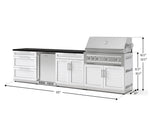 NewAge Outdoor Kitchens Stainless Steel 7-Piece Cabinet Set with 3-Drawer, Bar, Grill Cabinet, Platinum Grill, Countertop, and Stainless Steel Door Fridge-73625-Garage Giant 
