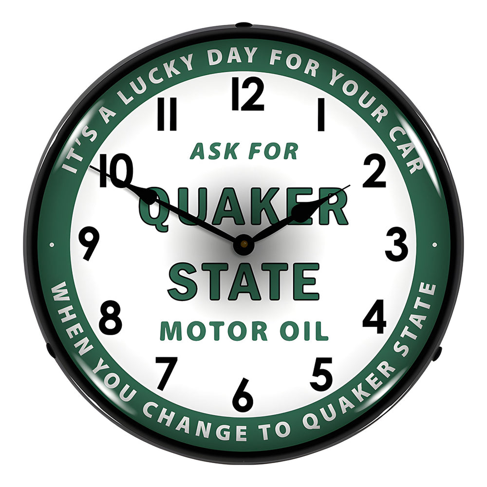 Collectable Sign and Clock Quaker State Motor Oil Backlit Wall Clock-906220-Garage Giant