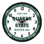 Collectable Sign and Clock Quaker State Motor Oil Backlit Wall Clock-906220-Garage Giant 