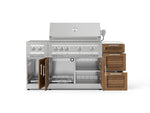 NewAge Outdoor Kitchens Outdoor Grill Island Stainless-Steel Louvered Doors 6-Piece Cabinet Set with 3-Drawer, Grill Cabinet, Platinum Grill, Dual Side Burner and Dekton in Aeris Countertop - (Natural Gas) 