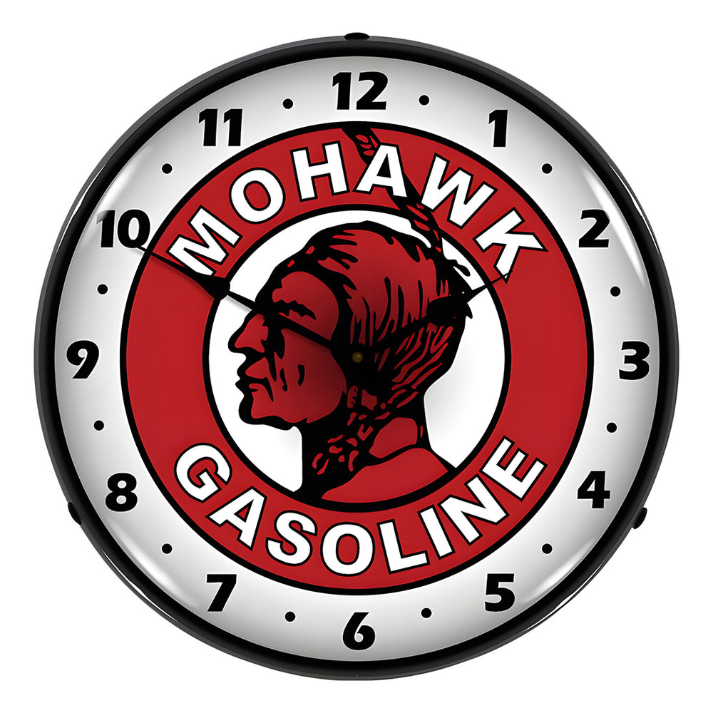 Collectable Sign and Clock Mohawk Gasoline Backlit Wall Clock-908222-Garage Giant