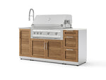 NewAge Outdoor Kitchens Outdoor Grill Island Stainless-Steel Louvered 5-Piece Cabinet Set with Sink, 3 Drawer, Grill Cabinet, Platinum Grill and Stainless Steel Countertop - (Natural Gas) | Garage Giant 