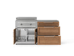 NewAge Outdoor Kitchens Stainless-Steel Louvered Doors 4-Piece Cabinet Set with 3 Drawer, Grill Cabinet, Platinum Griddle and Countertop-75148-Garage Giant 