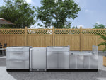 NewAge Outdoor Kitchens Stainless Steel 4-Piece Cabinet Set with 3-Drawer, Bar, Grill Cabinet and Fridge-66566-Garage Giant 