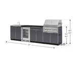 NewAge Outdoor Kitchens Aluminum 6-Piece Cabinet Set with Sink, Bar, Grill Cabinet, Platinum Grill, Countertop and Fridge-71991-Garage Giant 