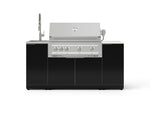 NewAge Outdoor Kitchens Outdoor Grill Island Aluminum 5-Piece Cabinet Set with Sink, 1 Door, Grill Cabinet, Platinum Grill and Stainless Steel Countertop - (Natural Gas) 