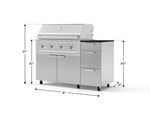 NewAge Outdoor Kitchens Outdoor Grill Island Stainless-Steel 4-Piece Cabinet Set with Casters and 3-Drawer, Grill Cabinet, Performance Grill and Dekton in Sirius Countertop - (Liquid Propane) 