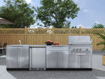 NewAge Outdoor Kitchens Stainless Steel 6-Piece Cabinet Set with Sink, Bar, Grill Cabinet, Platinum Grill, Countertop and Fridge-66346-Garage Giant 