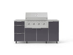 NewAge Outdoor Kitchens Outdoor Grill Island Aluminum 6-Piece Cabinet Set with Casters 1 Door, 3 Drawer, Grill Cabinet, Performance Grill, Countertops 