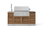 NewAge Outdoor Kitchens Outdoor Grill Island Stainless-Steel Louvered 5-Piece Cabinet Set with Sink, 3 Drawer, Grill Cabinet, Platinum Grill and Stainless Steel Countertop - (Liquid Propane) 