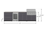 NewAge Outdoor Kitchens Aluminum 7-Piece Cabinet Set with 3-Drawer, Bar, Grill Cabinet, Performance Grill, Countertops and Fridge-71914-Garage Giant 