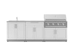 NewAge Outdoor Kitchens Stainless-Steel 5-Piece Cabinet Set with Bar, Sink, Grill Cabinet, Performance Grill, and Countertop-67634-Garage Giant 