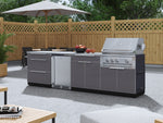 NewAge Outdoor Kitchens Aluminum 6-Piece Cabinet Set with Platinum Grill, Dual Side Burner, Bar and Grill Cabinet and Stainless Steel Countertop.-71545-Garage Giant 