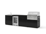 NewAge Outdoor Kitchens Aluminum 6-Piece Cabinet Set with Sink, Bar, Grill Cabinet, Performance Grill, Countertop and Glass Door Fridge-73725-Garage Giant 