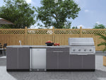 NewAge Outdoor Kitchens Aluminum 6-Piece Cabinet Set with Sink, Bar, Grill Cabinet, Performance Grill, Countertop and Fridge-66311-Garage Giant 